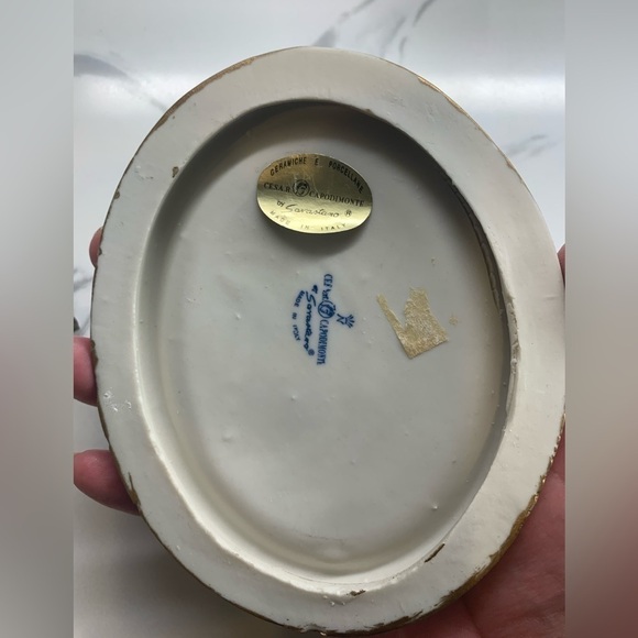 Vintage Capodimonte 3D Porcelain Flowers Gold Framed MCM Wall Plaques Italy - Picture 3 of 3